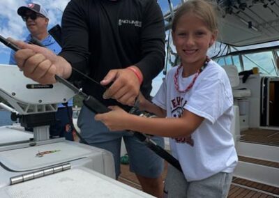 Children Fishing on back of charter fishing boat